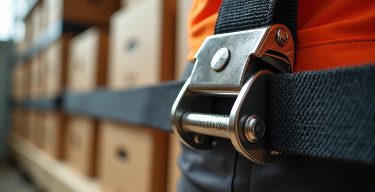 Système de sangles logistiques professionnelles dans un camion de déménagement